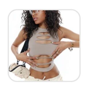 BRAND NEW NEVER WORN tan ripples crop top!